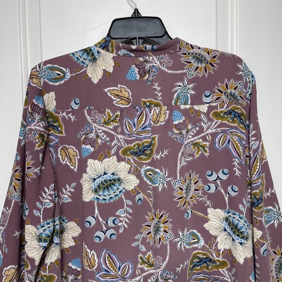 Chico’s Jacobean Bouquet Pleated Ruffle Long Sleeve Blouse Size 2/ US L - Picture 7 of 11